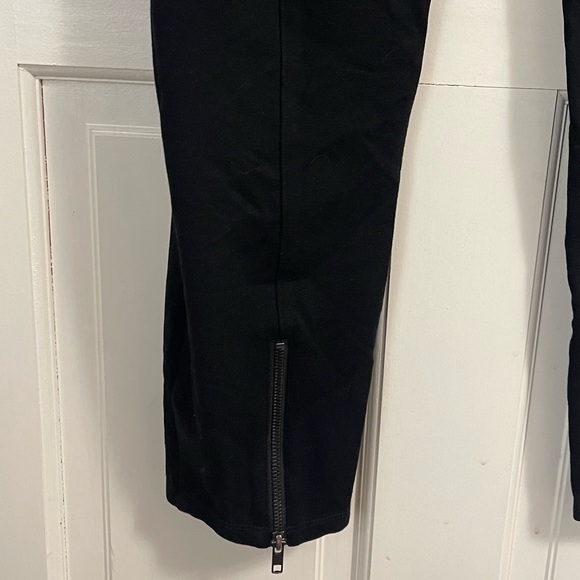 Eileen Fisher Ankle Zip Ponte Slim Pants Size Medium Pull On Elastic Waist Black - Picture 9 of 11